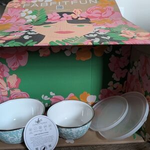 Golden Rabbit 2 Metal Serving Or Storage Bowls With Lids Sea Glass Swirl